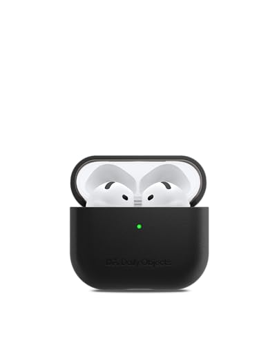 Image of Dailyobject Leatherite AirPods Case Cover Compatible with Apple AirPods 4 | Durable Leatherite Material | Shock Resistant & Lightweight | Compatible Wireless Charging | Stylish Design - (Black)