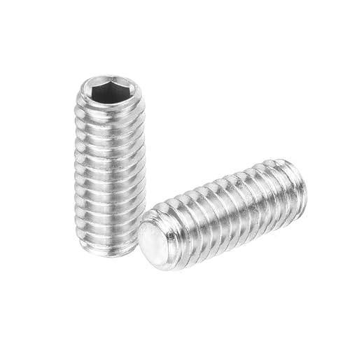 sourcing map 30Pcs Hex Socket Grub Screw, M4x10mm 304 Stainless Steel Head Socket Set Screws Flat Point Grub Bolt for Door Handles, Light Fixture Repair, Silver