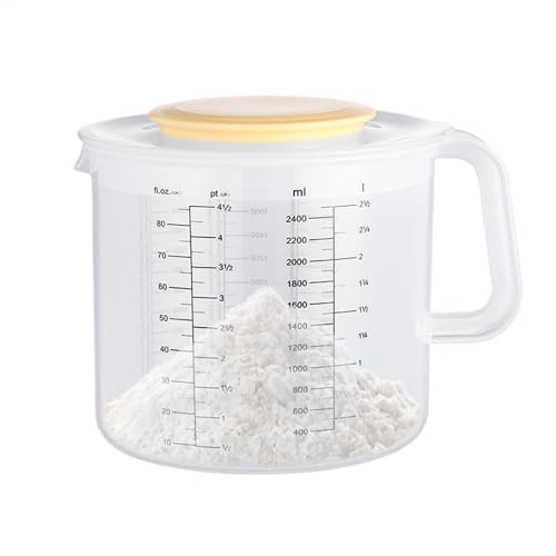 Graduated Measuring Cup, 2400ml Mixing Bowl with Scale Markings 8.7x6.97x6.18 inches, Ergonomic Handle, Splash-Proof Design, Ideal for Egg Mixing, and Juice Serving