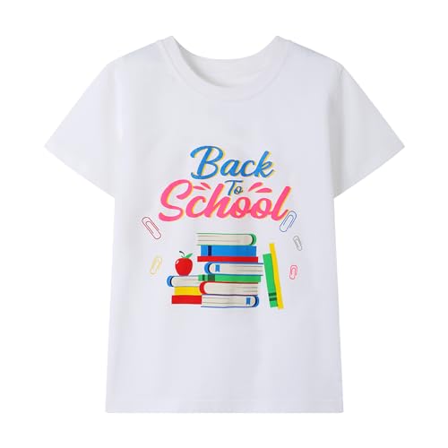 Image of HILEELANG Girl T-Shirts Short Sleeve Graphic Tees Cotton Casual Summer Tops Shirts Packs