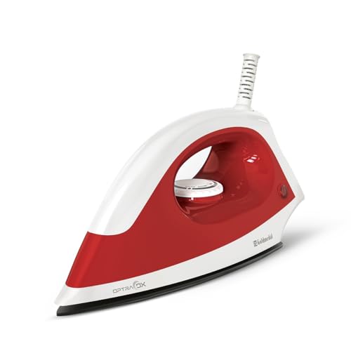 Image of Goldmedal Optra DX 1000W Dry Iron| Non-stick Weilburger Premium Coated Soleplate | iron for clothes | 5 Fabric Setting| Thermal Safety | Shock-Proof Body | Uniform Heating | Light Weight (Red- White)