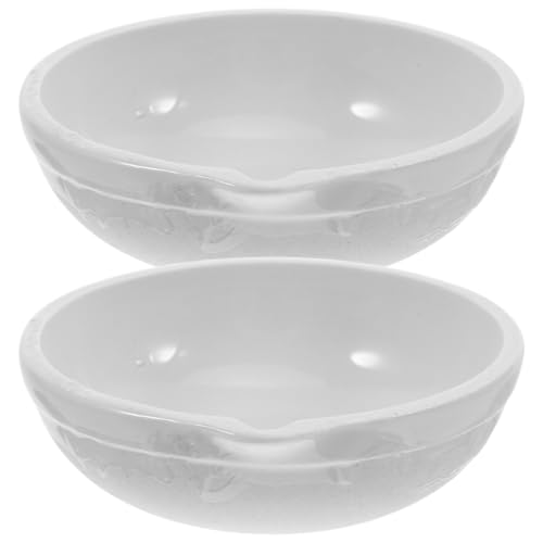 CONGARTENO 2pcs Ceramic Evaporating Dishes Lab Accessory Heat Resistant Porcelain Basin for Chemistry Experiments Research and Educational Use