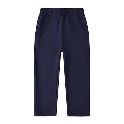 Boys Straight Leg Pants Soft Comfortable Stretchy Jogger Sweatpants for Active Kids Durable Playwear (Navy, 11-12 Years)