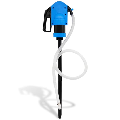 New Upgrade Plastic Lever Action Drum Pump, 55 Gallon Hand Lever Drum Pump is 1 Pint Per Stroke | for High Viscosity Oils, Agricultural Chemicals | 6.56 ft of 3/4” Corrugated Hose