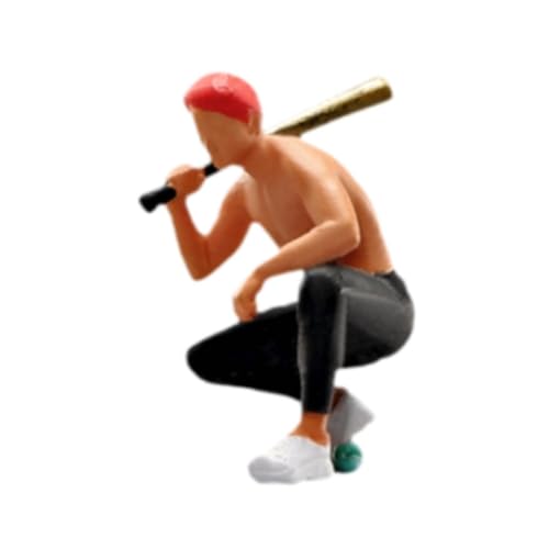 DYNWAVE 1/64 Miniature Figure Mini People Figurine Miniature Scene Decor Resin Baseball Man Human Figure Model for Model Trains Decor