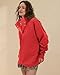 YOQYO Women's Oversized Sweatshirts Casual Button Henley Neck Pullover Tops Fashion Outfits Clothes Red M