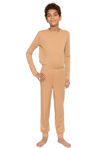 Image of STRETCH IS COMFORT Boys Thermal Set Long Sleeve Top with Jogger Pants | Crew Neck or Hoodie | Thermal Underwear For Kids Set