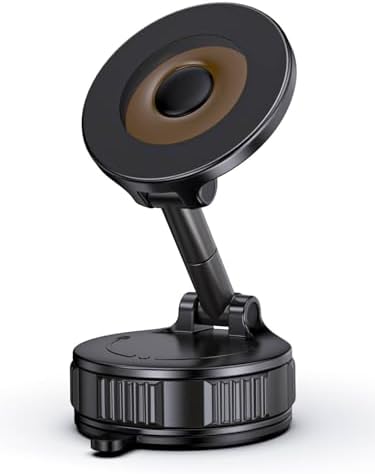 Light Face Nano Gel Vacuum Magnetic Phone Holder, 360° Adjustable Dashboard Hands-Free Suction Cup Phone Mount for Car/Gym/Mirror/Smooth Surface, Compatible with iPhone and Android (Black)