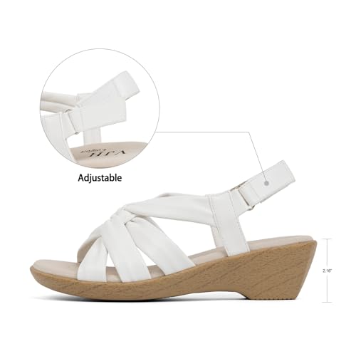VJH confort Women’s Wedge Sandals, Comfortable Platform Cushioned Insole Strappy Round Toe Casual Wedge Sandals2
