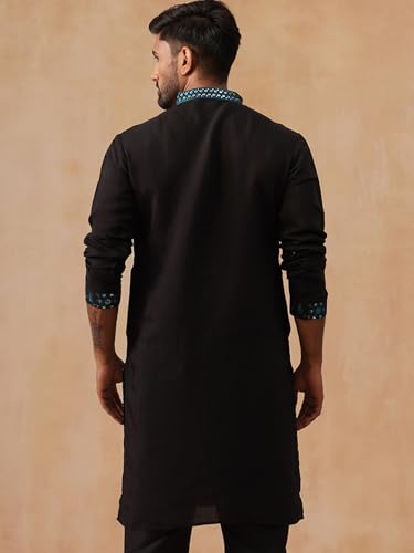 Image of Jompers Men's Silk Blend Embroidered Kurtas (Peacock, L)