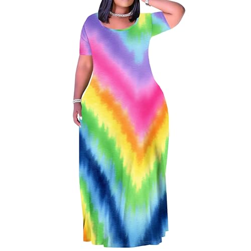 Image of Plus Size Maxi Dresses for Curvy Women T-Shirt Summer Sun Dresses Loose Fit