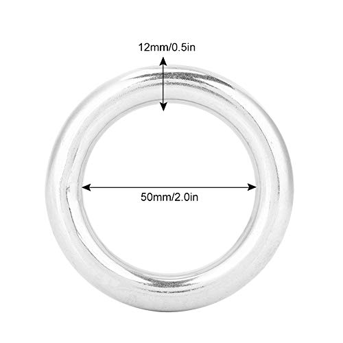Alomejor 1 St¨¹ck 12 * 50mm 304 Edelstahl O-Ring Geschwei?te Feste Ring o Runde Ring Poliert Kreis F¨¹r Boot Marine