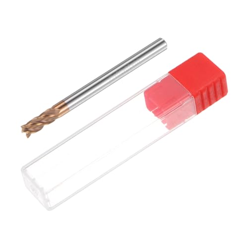 Image of HARFINGTON Micro Grain Carbide Square End Mill 5 /32 inch x 3 /8 inch (4mm x 10mm) Cut 5 /32 inch (4mm) Shank 2 inch (50mm) Length AlTiN Coated 4 Flutes Square Nose Cutter for Alloy Steel Hardened Steel