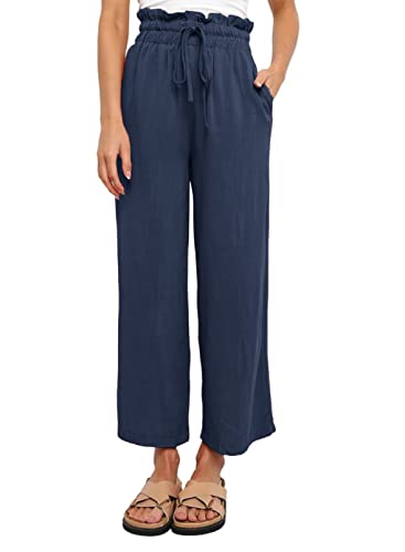 Dokotoo Womens Casual Elastic Waist Solid Comfy Jogging Jogger Pants with Pockets