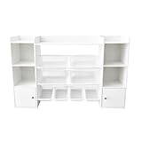 1 Stück Kinderzimmerregal Kinderregal Bücherregal-Kinder Weiß mit 8 Boxen und 2 Türen, Spielzeugregal mit Fächern Holz-Spielzeug-Organizer für Kinderzimmer/Wohnzimmer/Arbeitszimmer/139x30x94CM(BxTxH)