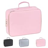 Fireproof Keepsake Box with Lock, With Lock Fireproof And Waterproof Document Storage Box, Equipped With A Combination (Pink)