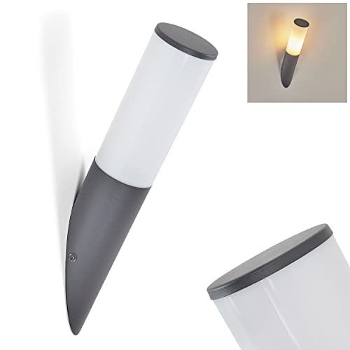 Lampe extérieur Caserta, lampe d'extérieur moderne en métal/tissu synthétique en anthracite/blanc, lampe murale pour terrasse/cour/entrée, 1 x douille E27, éclairage de jardin IP44, sans ampoules