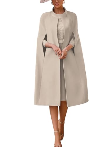 Two Piece Sheath Mother of The Bride Dress Formal Wedding Guest Tea Length Stretch Fabric with Lace Appliques 2024