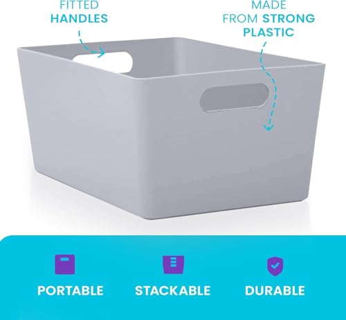 Niftii 5-Pack Plastic Storage Baskets with Sturdy Handles, Lightweight & Durable Design, Ideal for Kitchen, Bathroom, and Cleaning Organisation, 3.9L Capacity, 17 x 25 x 11cm - Image 5