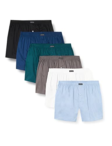 Lower East American Style, Bóxer, Hombre (Pack de 6), Multicolor (Negro/Blanco/Azul/Verde/Azul Claro/Gris),...