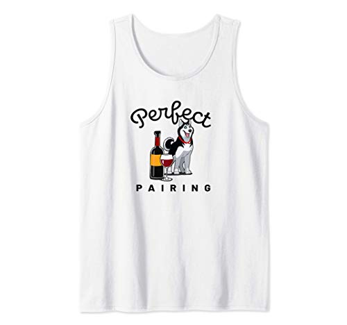 Siberian Husky & Wine Lover Perfect Pairing Dog Lovers Gift Camiseta sin Mangas
