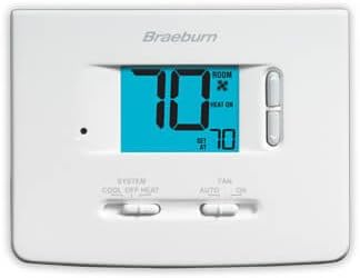 Braeburn 1020NC Thermostat, Builder Series Non-Programmable, Single Stage Heat/Cool Conventional or Heat Pump w/Large Display by Braeburn