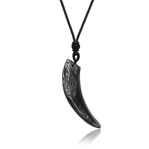 Collier dent de loup COAI pendentif ajustable en pierre le cadeau idéal pour homme et femme