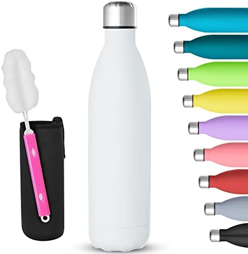GeeRic Stainless Steel Water Bottle 750ml, Double-walled Vacuum Insulated Metal Water Bottle 12 Hours Hot & 24 Hours Cold Drinks Cycling Bottles for Outdoor Sports Hiking Running 750ml Dark Blue