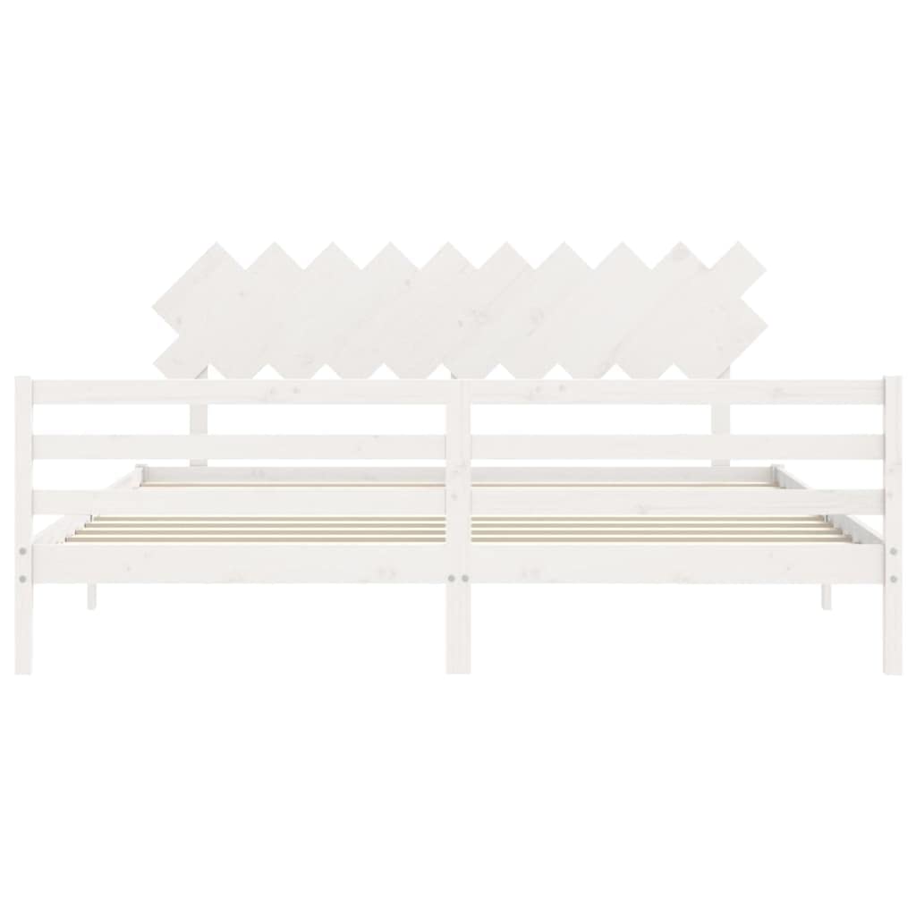 Rantry Bettgestell mit Kopfteil, Massivholz, Weiß, 200 x 200 cm, Lattenrost für Erwachsene, Kinder und Jugendliche, einfache Montage, Typ 4 Betten und Lattenroste