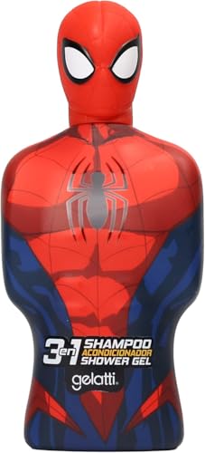 Shampoing, après-shampoing et gel douche 3 en 1 Marvel, flacons en forme de super-héros (Spiderman)
