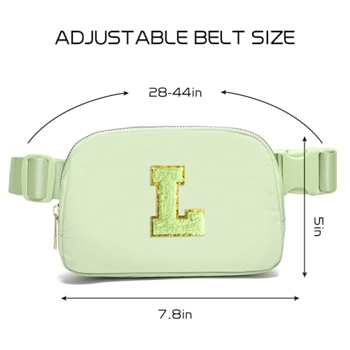 Image of Gitus Gifts for 8 9 10 11 12 Year Old Girls Belt Bag Fanny Pack Crossbody Bags with Initial Letter Patch Cute Stuff Birthday Gifts for Teen Girls Women Personalized Trend Stuff (Light Green-L)