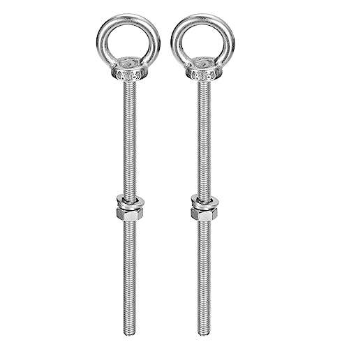 Image of uxcell Lifting Eye Bolt, 2 Sets M6x120mm Eye Bolt with Nut Washer 304 Stainless Steel Shoulder Lifting Ring Eye Bolt for Hanging Item