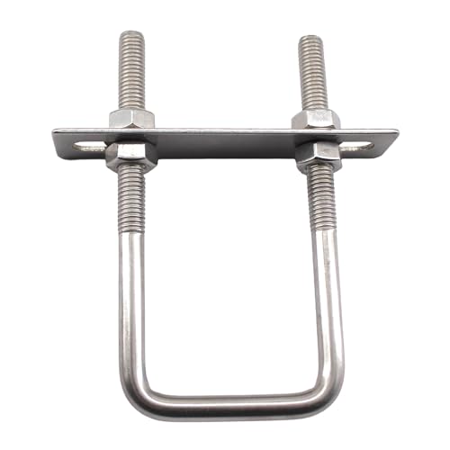 Image of Square U Bolts 304 Stainless Steel U-Bolts 1 inch Wide 2.7 inch Length (M6x25x70mm) U Clamps Bolt with Frame Plate, Washers and Nuts (6 Pack)