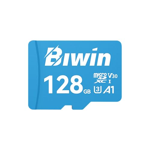 Carte Micro SDXC Biwin MS100 128 Go, Carte mémoire MicroSD UHS-I, A1, V30, U3 Classe 10, jusqu'à 100 Mo/s pour Smartphones, tablettes, caméras de sécurité et...