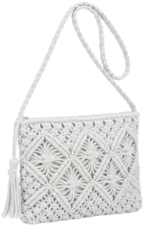 Women's Woven Crossbody Bag - Boho Beach Purse with Tassel, Handm...