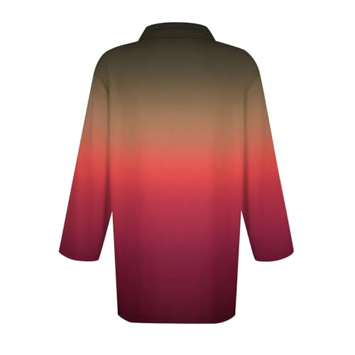 Tops femininos outono 2024 manga 3/4 lapela gola botão camisa casual vintage blusas modernas roupas