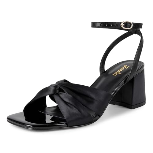 Zasda Womens Bow Heeled Sandals Block Chunky Heels Open Toe Ankle Buckle Strap Dressy Shoes for Wedding Bride Bridesmaids Evening Prom