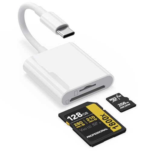 Lettore di Schede SD USB C, Adattatore Scheda da Type C a Memoria MicroSD, Lettori-Schede di Memoria, Plug and Play, Compatibile con iPhone 17/16/15 Pro Plus, Samsung S25,Xiaomi (USB C-2 in 1)