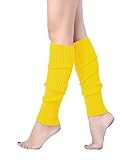 Women Winter Warm Leg Warmers Knitted Long Socks (one size, Yellow)