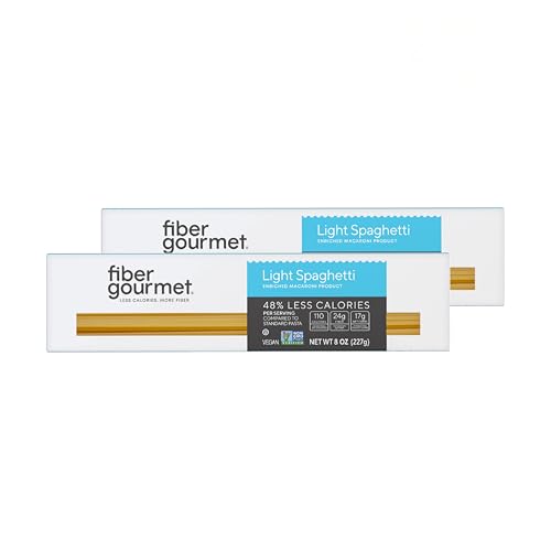 Fiber Gourmet Spaghetti Low Carb Pasta - Light Noodles with 24g Fiber, 110 Calories Per Serving, Vegan Non-GMO Kosher, Made in Italy, Healthy Guilt-Free Alternative - 2 Pack