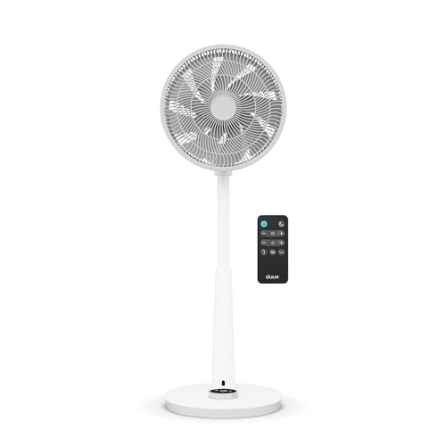 Duux Whisper 2 Ventilador de Pie Silencioso - Ventilador económico de 26 velocidades, temporizador y modo nocturno - Altura ajustable (73-95cm) - Oscilación horizontal + vertical - Blanco