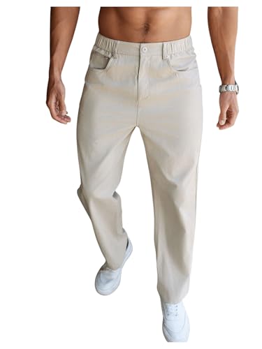 OYOANGLE Men's Straight Leg Pants Casual Flat Front Dress Pants Work Business Casual Slack Trousers