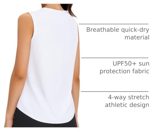 Image of JOCMIC Girls Tank Tops Quick Dry Athletic Sleeveless Shirts UPF50+