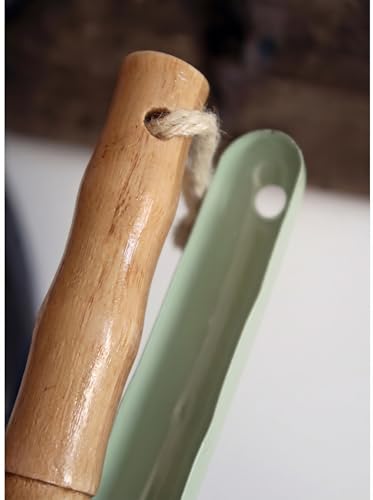 WESTCRAFT 70er Jahre Retro Kehrschaufel Kehrblech mit Schaufel & Besen / 2-teiliges Kehrset mit Handfeger & Besenset im Vintage Design, Olive grün (Mint) / Grau (Gruen)