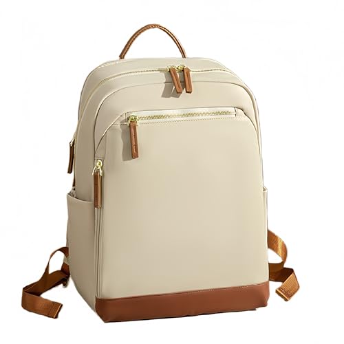 Mochila Feminina de Viagem Executiva,Para Notebook de 14/15,6 Polegadas,Casual e Universitari Com Alças Ajustáveis Zíperes Dourados (Desbranco, 16 polegadas (com carteira cinza))