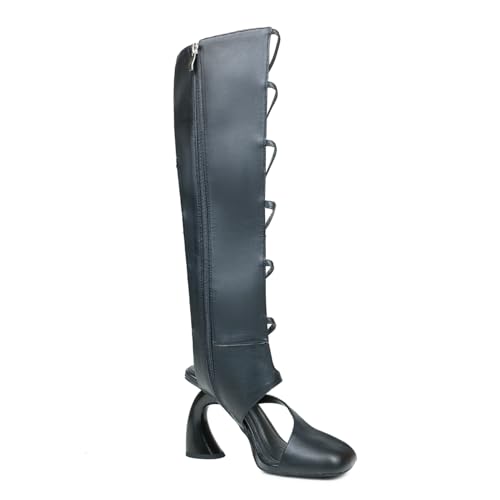 Winforea Women Square Toe Strange Style Summer Boots Ladies Ankle Strap Crystal Snake Printing zipper Tall Boots4