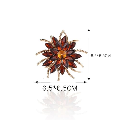 Image of Sparkling Crystal Flower Brooch Pins for Women Dainty Rhinestone Flower Shape Brooch Pin Suit Scarf Hats Decoration Wedding Jewelry