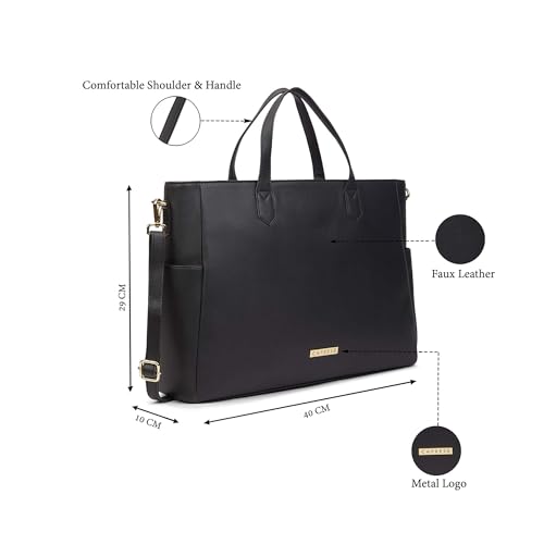 Image of Caprese Bow 15.6 Inch Large Laptop Bag for Women with Adjustable & Detachable Straps | Stylish, Durable, and Spacious with Multiple Compartments for Work, Travel, and Everyday Use