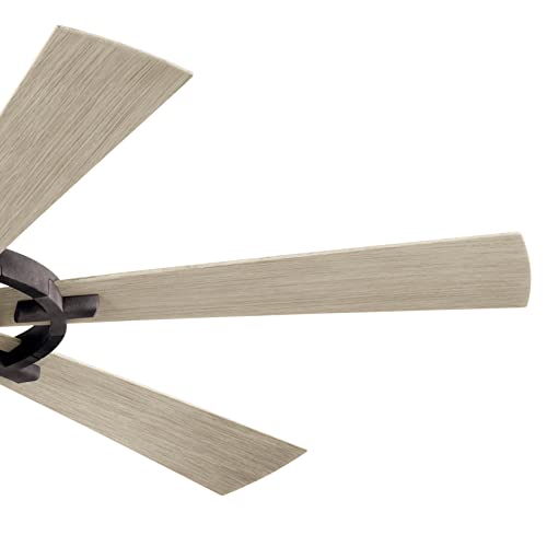 Kichler 52 Inch Gentry Lite LED Ceiling Fan and Etched Cased Opal Glass in Weathered Zinc with Weathered White Walnut Blades - Image 3
