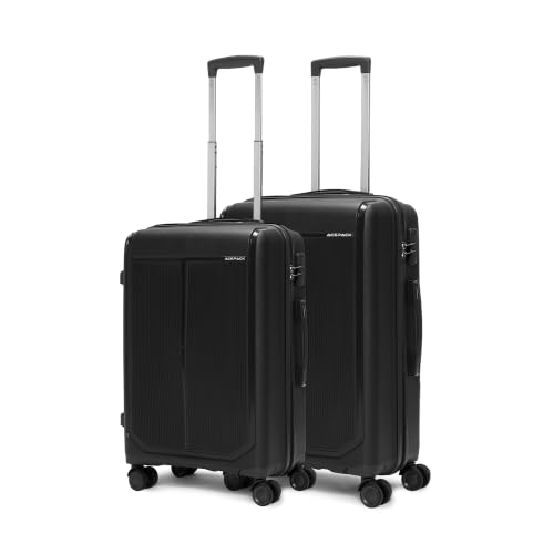 Image of ACEPACK Megatron Set of 2 (S+M) Cabin & Medium Size Hard-Sided Polypropylene Luggage - Lightweight Suitcases with Anti-Theft Zipper & Number Lock (Black + Teal)
